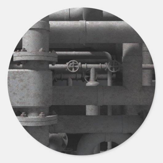 Pijpen en afsluiters ronde sticker (Voorkant)