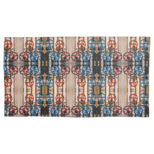 Pijpen met rode en blauwe kleppen klein patroon kussensloop (Voorkant)