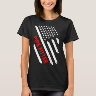 Pijpfitter Amerikaanse vlag USA Pipefitter Lassers T-shirt