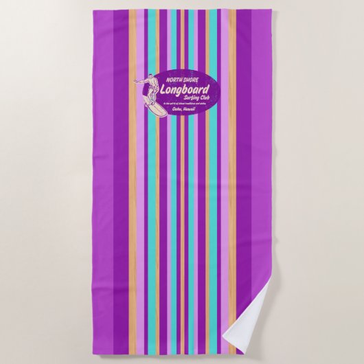 Pijpleiding Surfboard Hawaiian Striped - Violet Strandlaken (Voorkant)