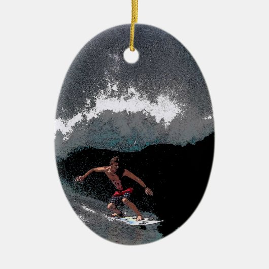 Pijpleiding Surfer-kerstversiering Keramisch Ornament (Voorkant)