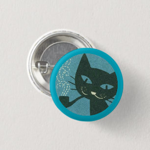 Pijprokende Kat Knop Ronde Button 3,2 Cm