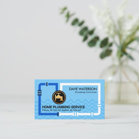 Pijpsysteem Blauwe golven Visitekaartje (Staand voorkant)