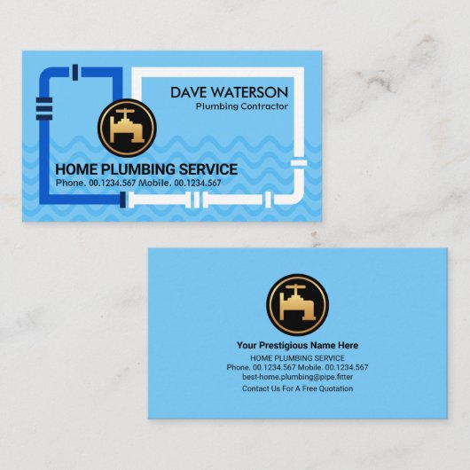Pijpsysteem Blauwe golven Visitekaartje (Voorkant / Achterkant)