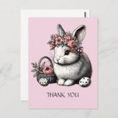 Pik blush Bloemen Paashaas Dank u Gepersonaliseerd Briefkaart (Voorkant / Achterkant)