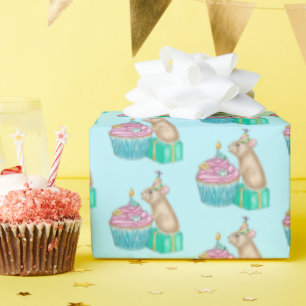 Pika Happy Birthday Cupcake Wrapping Paper Cadeaupapier