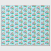 Pika Happy Birthday Cupcake Wrapping Paper Cadeaupapier (Vlak)