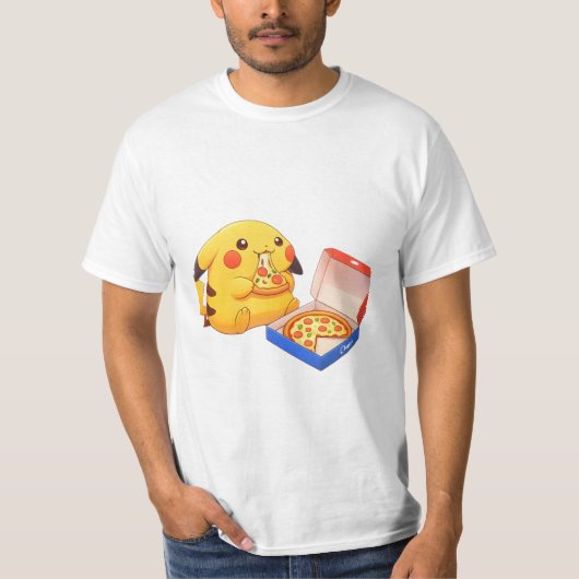 Pikachu Pizza Liefhebber (pokemon) T-shirt (Voorkant)