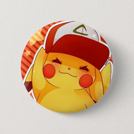 Pikachu Trainer Hoed Ronde Button 5,7 Cm (Voorkant)