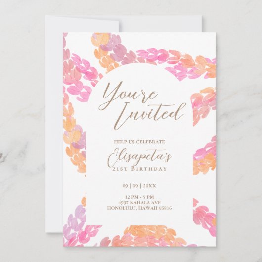 Pikake verjaardagsuitnodiging kaart (Voorkant)