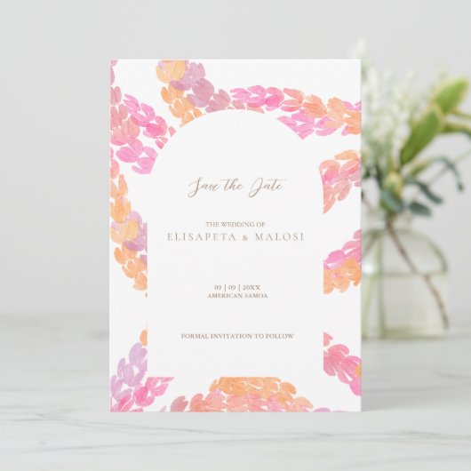 Pikake Wedding Sla de datum op Kaart (Staand voorkant)