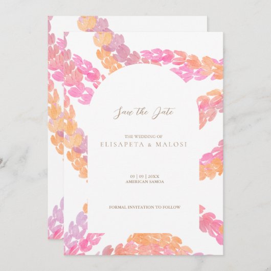 Pikake Wedding Sla de datum op Kaart (Voorkant / Achterkant)