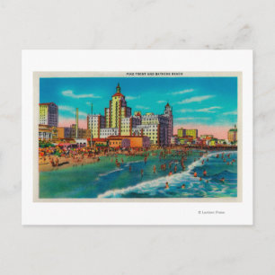 Pike Front en Bathing Beach, Long Beach Briefkaart