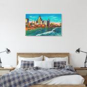 Pike Front en Bathing Beach, Long Beach Canvas Afdruk (Insitu (Slaapkamer))