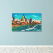 Pike Front en Bathing Beach, Long Beach Canvas Afdruk (Insitu (Houten vloer))