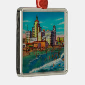 Pike Front en Bathing Beach, Long Beach Metalen Ornament (Rechts)