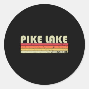 Pike Lake Wisconsin Grappige Vissen Kamperen Zomer Ronde Sticker