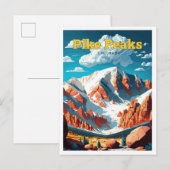 Pike Peaks Colorado Travel Illustratie Briefkaart (Voorkant / Achterkant)