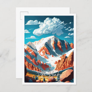 Pike Peaks Colorado vintage reisillustratie Briefkaart