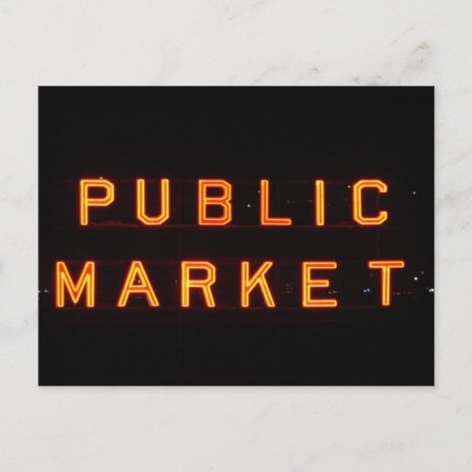 Pike Place Market 's nachts Briefkaart (Voorkant)