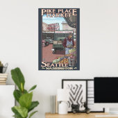 Pike Place Market - Seattle, WA Travel Poster (Thuiskantoor)