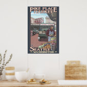 Pike Place Market - Seattle, WA Travel Poster (Keuken)