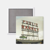 Pike Place Openbare Markt in Seattle, WA Fish Bowl Magneet (Voorkant / Achterkant)