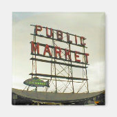 Pike Place Openbare Markt in Seattle, WA Fish Bowl Magneet (Voorkant)