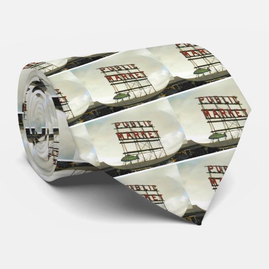 Pike Place Openbare Markt in Seattle, WA Fish Bowl Stropdas (Opgerold)