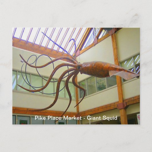 Pike Place Openbare Markt Reuzeninktvis Seattle, W Briefkaart (Voorkant)