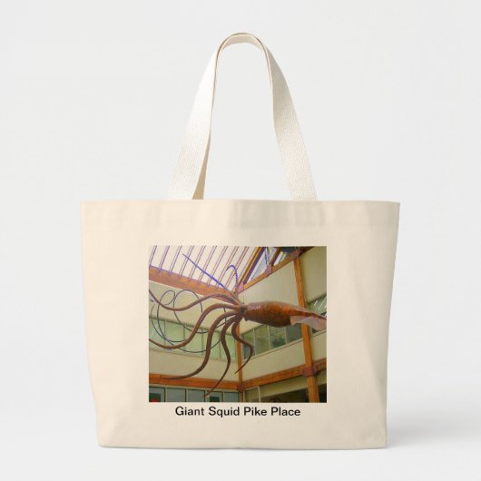 Pike Place Openbare Markt Reuzeninktvis Seattle, W Grote Tote Bag (Voorkant)