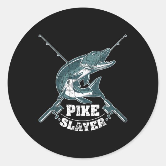 Pike Slayer Vist Visser Noordelijke Pike Ronde Sticker (Voorkant)