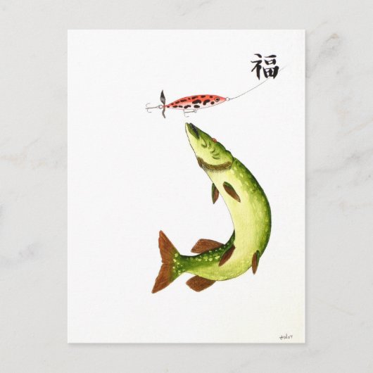 Pike Vissen Briefkaart (Voorkant)