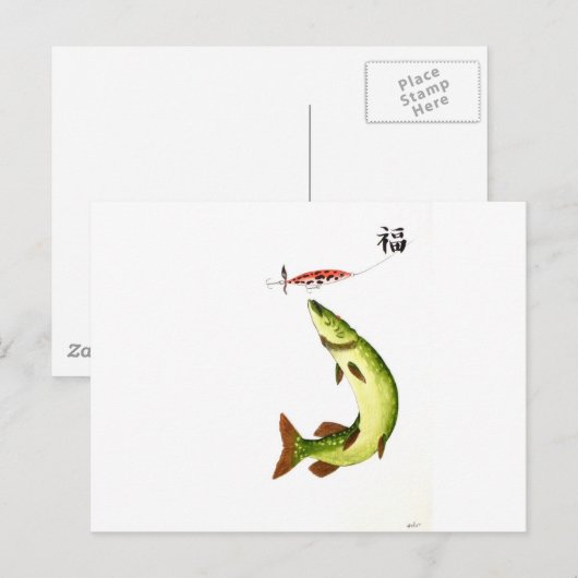 Pike Vissen Briefkaart (Voorkant / Achterkant)