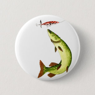 Pike Vissen Ronde Button 5,7 Cm