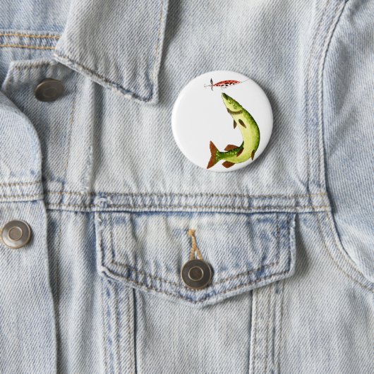 Pike Vissen Ronde Button 5,7 Cm (In situ)