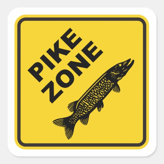 Pike Vissen Zone-teken Vierkante Sticker (Voorkant)