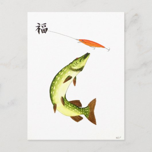 Pike-visserij Briefkaart (Voorkant)