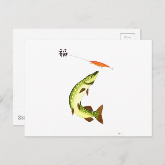 Pike-visserij Briefkaart (Voorkant / Achterkant)