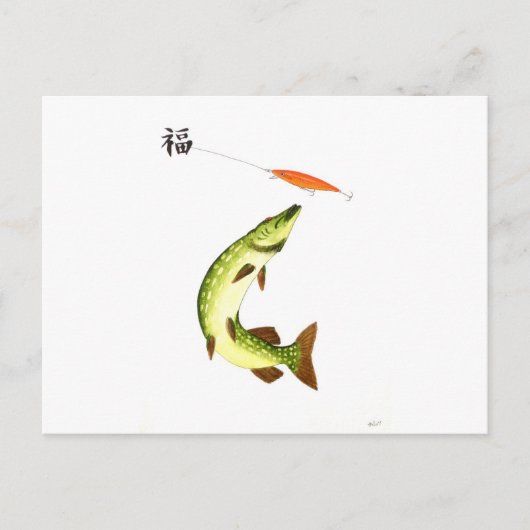 Pike-visserij Briefkaart (Voorkant)