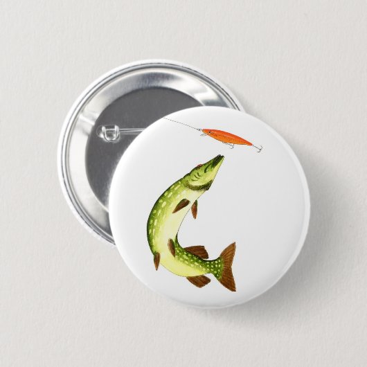 Pike-visserij Ronde Button 5,7 Cm (Voorkant /achterkant)