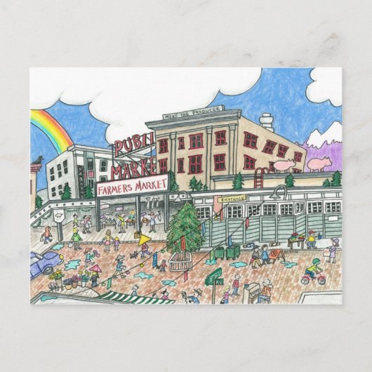 Pike's Market Place, Seattle, Washington Briefkaart (Voorkant)