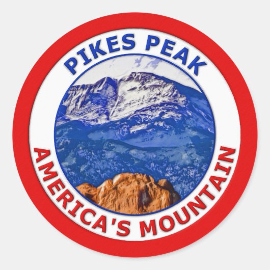 Pikes Peak America's Mountain Ronde Sticker (Voorkant)
