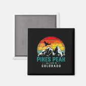 Pikes Peak berg Colorado Retro Hiki in nood Magneet (Voorkant / Achterkant)