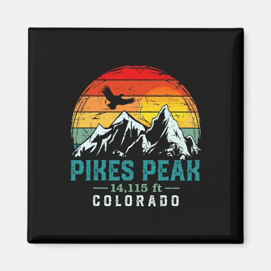 Pikes Peak berg Colorado Retro Hiki in nood Magneet (Voorkant)