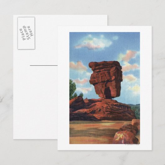 Pikes Peak, Colorado - Balanced Rock Briefkaart (Voorkant / Achterkant)