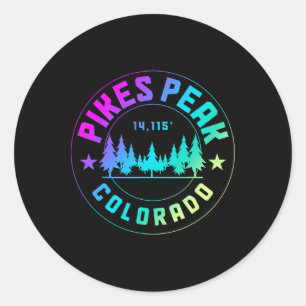 Pikes Peak Colorado Berg Wandelen Vintage Ronde Sticker