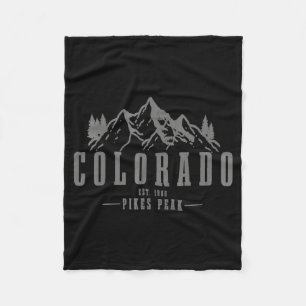 Pikes Peak Colorado Est T-shirt Fleece Deken