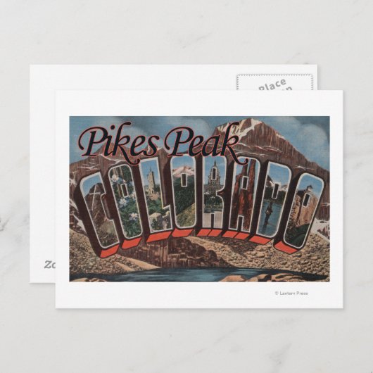Pikes Peak, Colorado - Grote Letter-scènes Briefkaart (Voorkant / Achterkant)