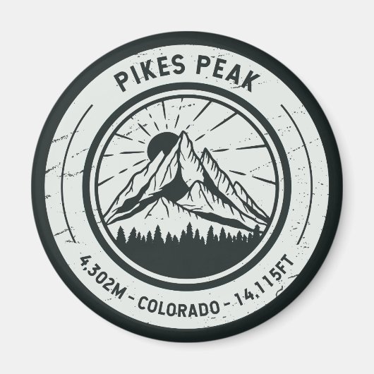 Pikes Peak Colorado Hiking Skiing Travel Magneet (Voorkant)